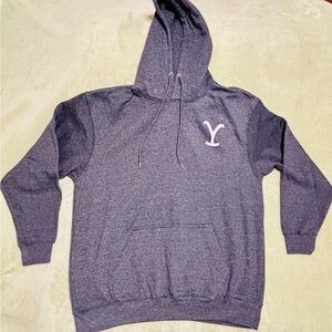 Gray Hoodie with Yellowstone Dutton Ranch Graphic  Unisex L